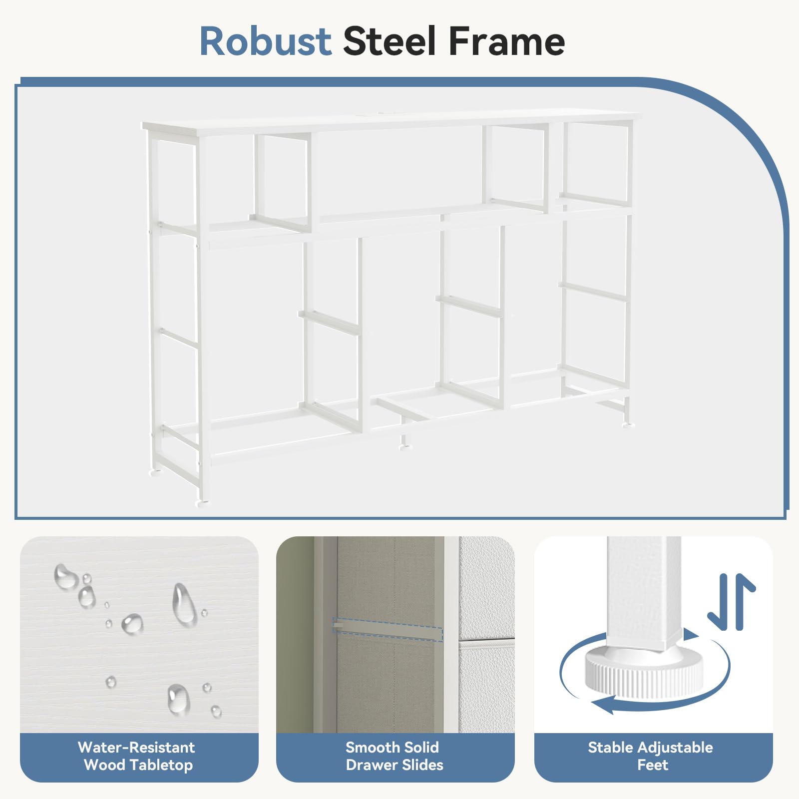 Durable 12mm thick board and metal frame with back support bars