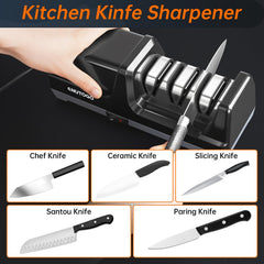 Auto angle guide aligns kitchen blades at 20 degrees