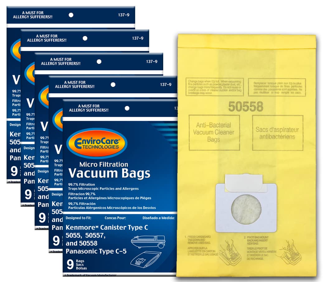 Envirocare premium replacement vacuum bags for 45 pack Kenmore Type C/Q