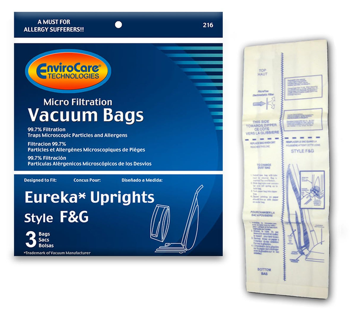 EnviroCare replacement micro filtration vacuum bags for Eureka F&G Uprights