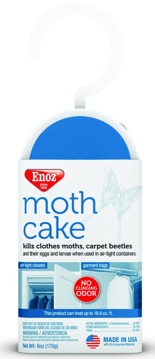Enoz Moth Cakes 6 oz 6 Pack hanging in closets