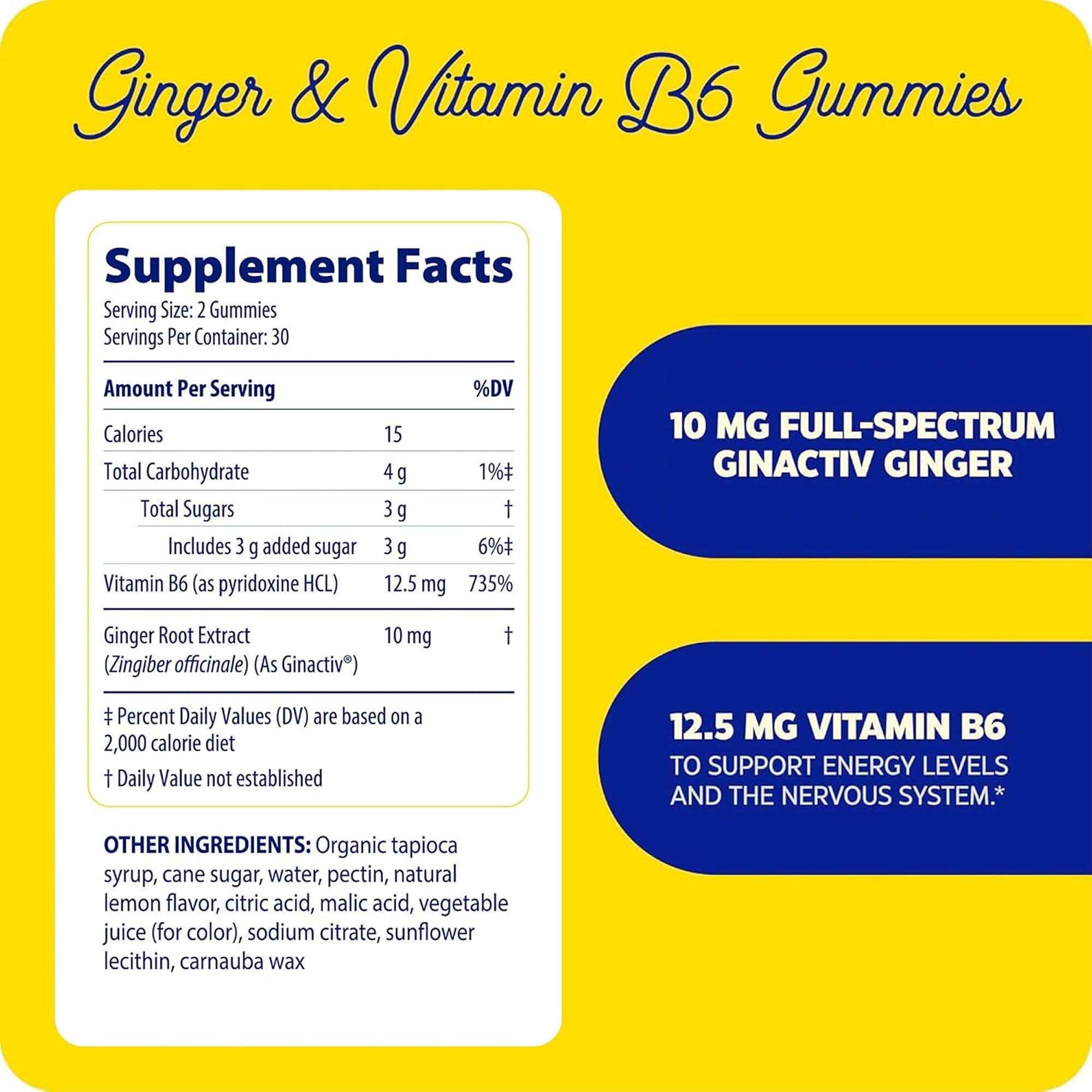 Enzymedica ginger root gummies with vitamin B6 for adults