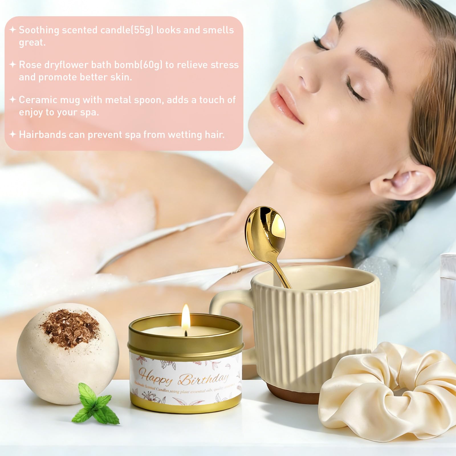 Bath bomb included for a relaxing at-home spa