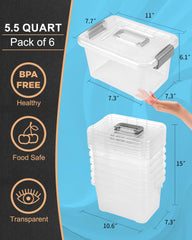 EOENVIVS 7 Quart stackable storage bins with buckle lids