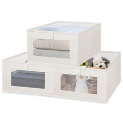 EOXMYXK 3 pack linen storage bins with clear window
