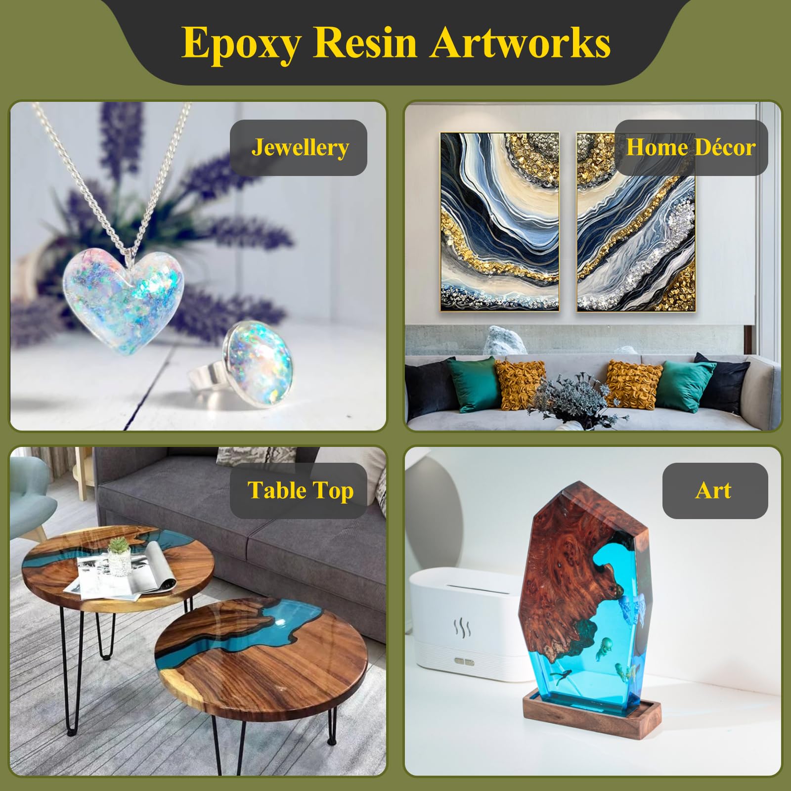 Epoxy resin kit compatible with multiple sizes 16oz 32oz 68oz