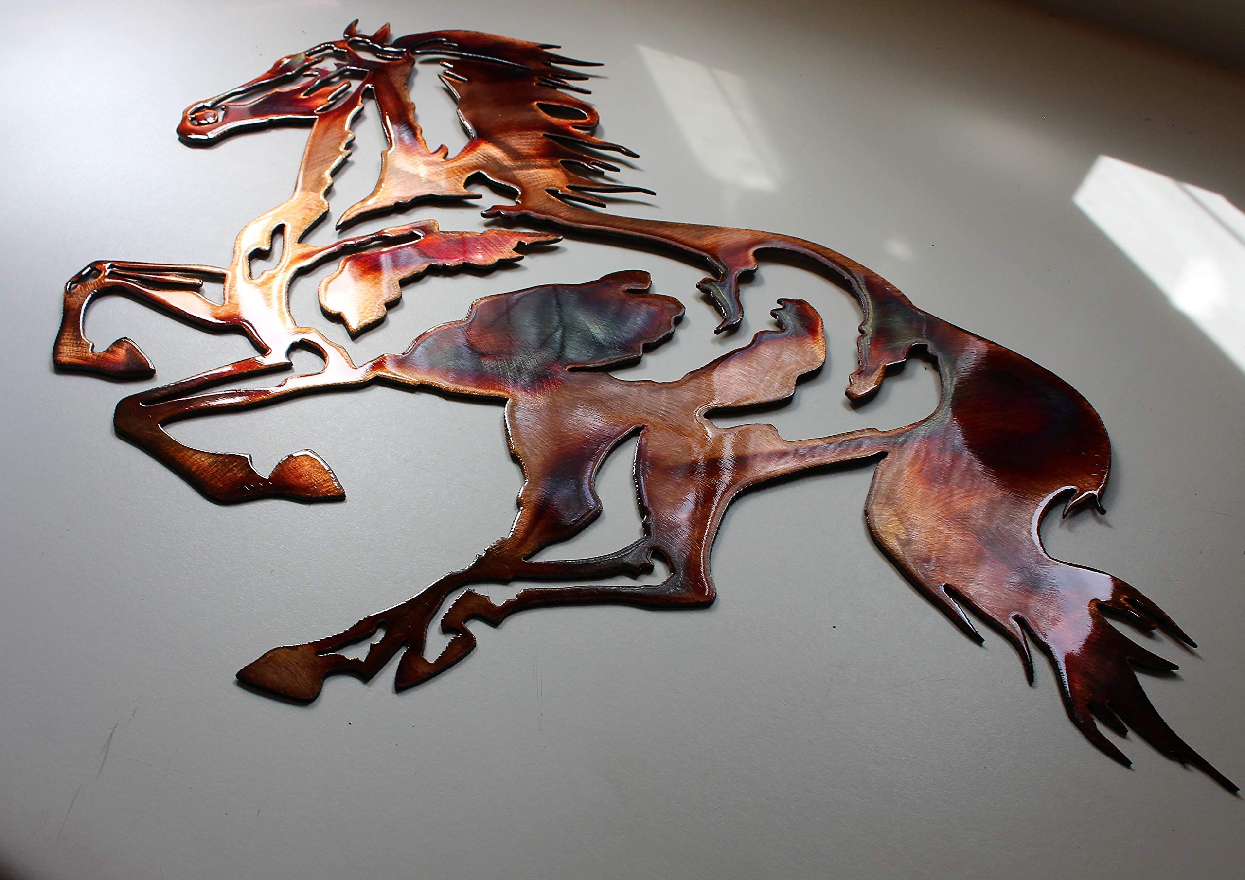Dynamic galloping horse silhouette metal wall art for home decor