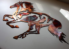 Dynamic galloping horse silhouette metal wall art for home decor