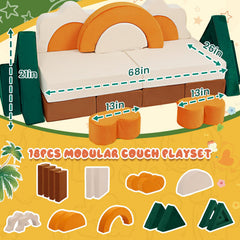 Modular sections of Erament toddler sofa in jungle theme