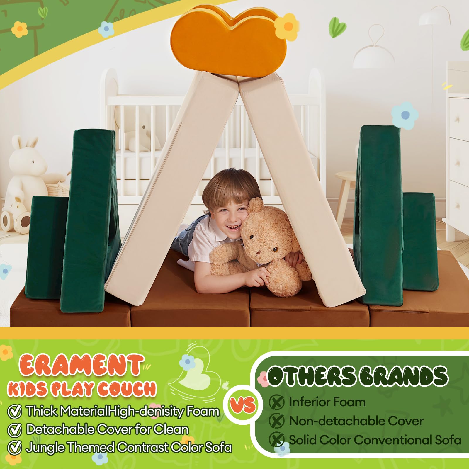Jungle themed play couch suitable for playrooms or bedrooms
