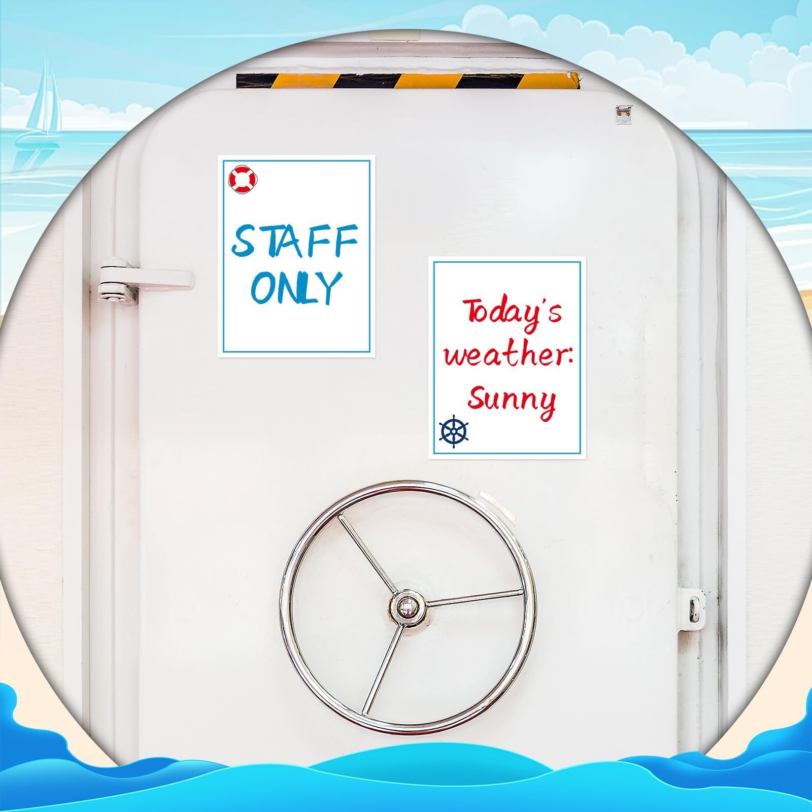 Decorative magnets for cruise theme parties on metal surfaces