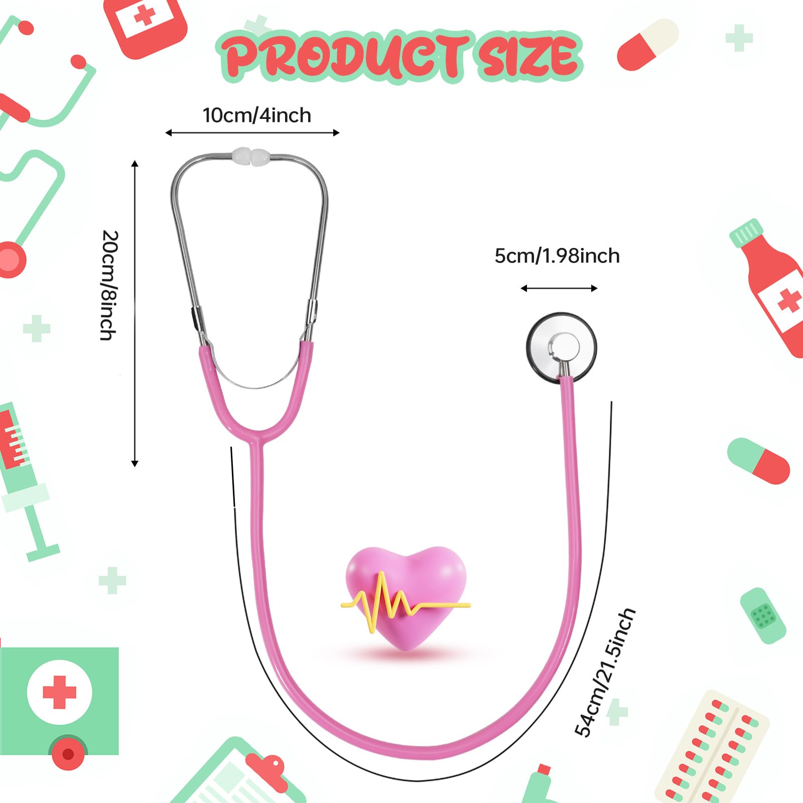 ERDOGLY kids stethoscope pink play doctor toy for toddlers