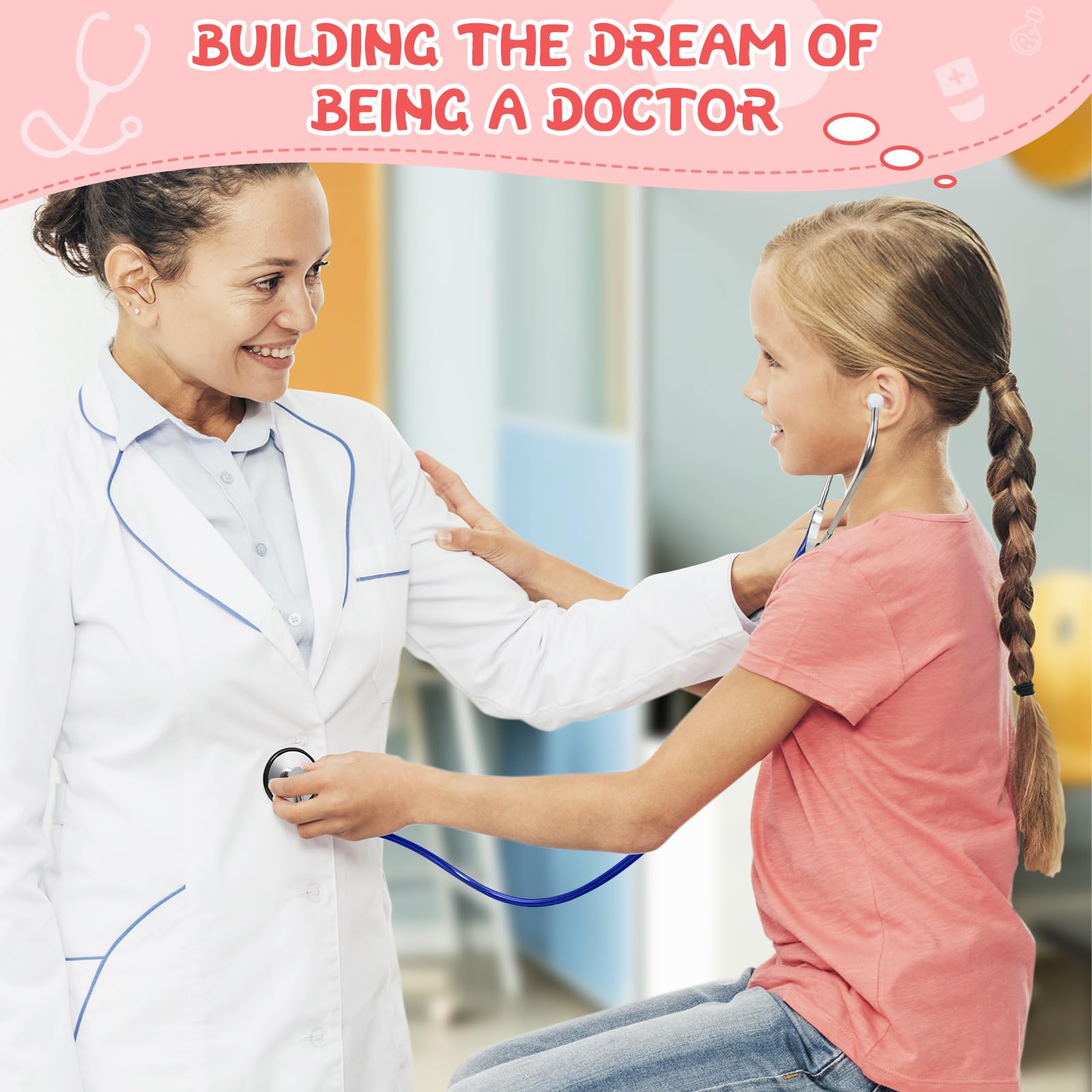 ERDOGLY pediatric stethoscope play set for kids pink