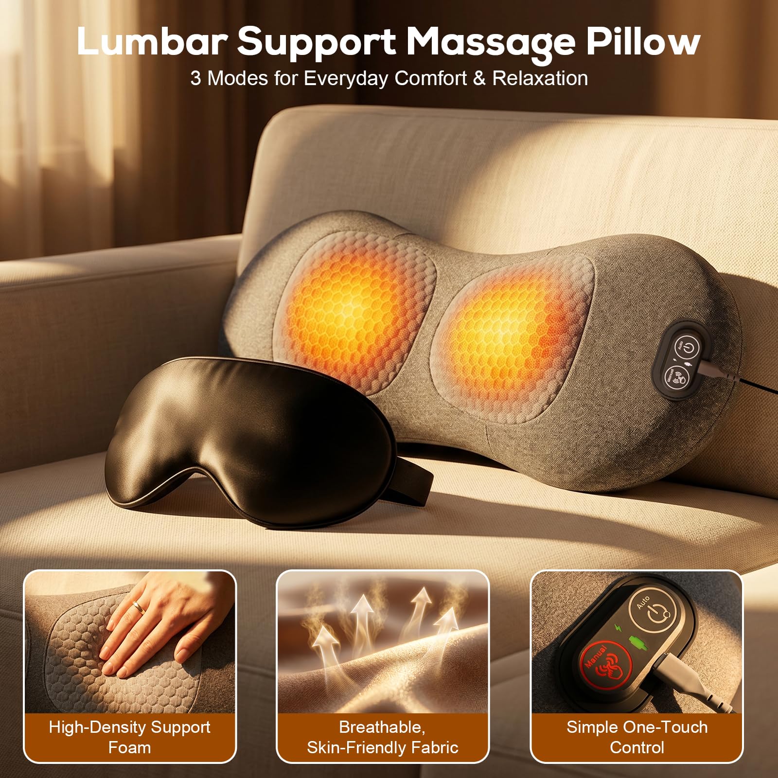 135-degree ergonomic curved lumbar design