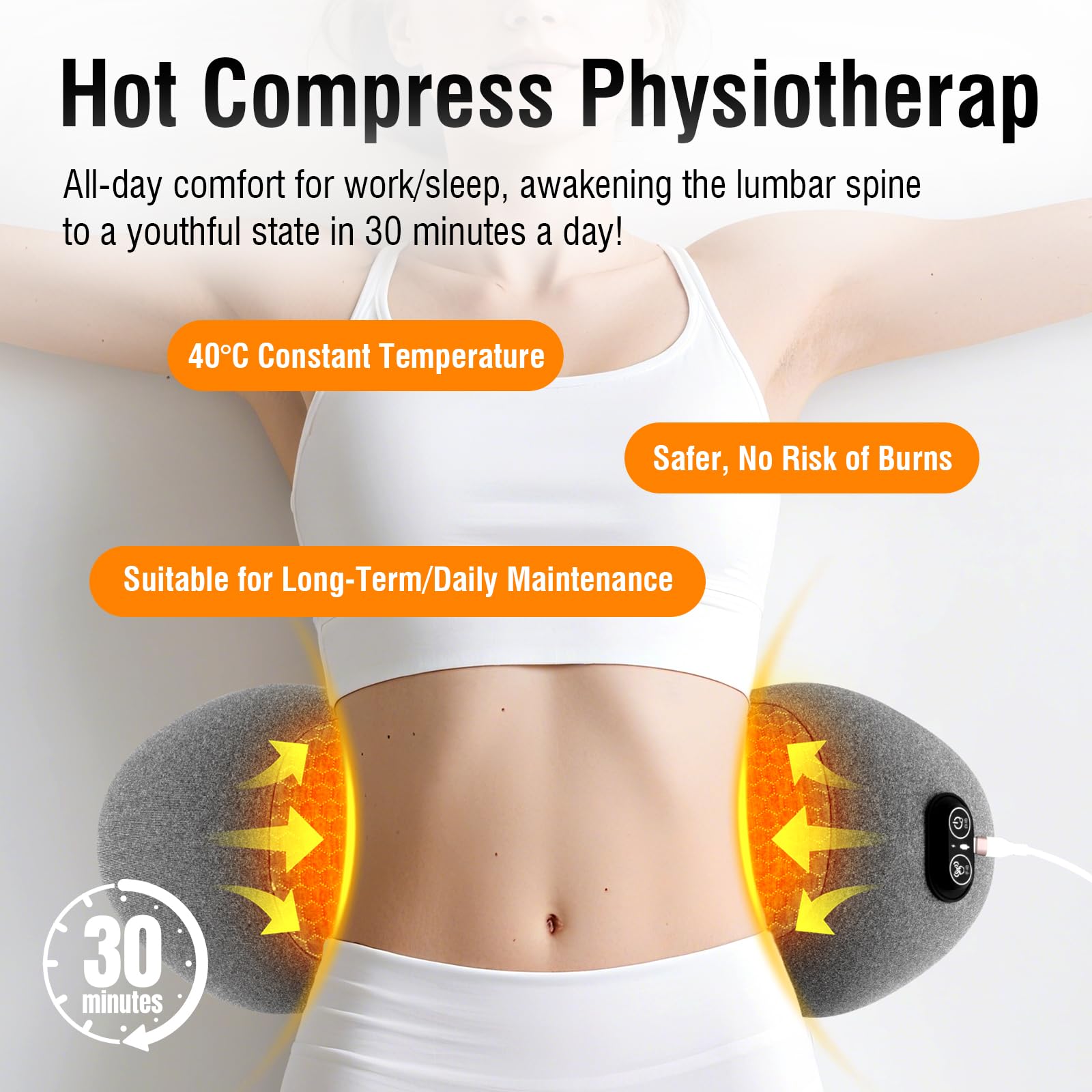 Breathable air-mesh fabric cover on lumbar massager