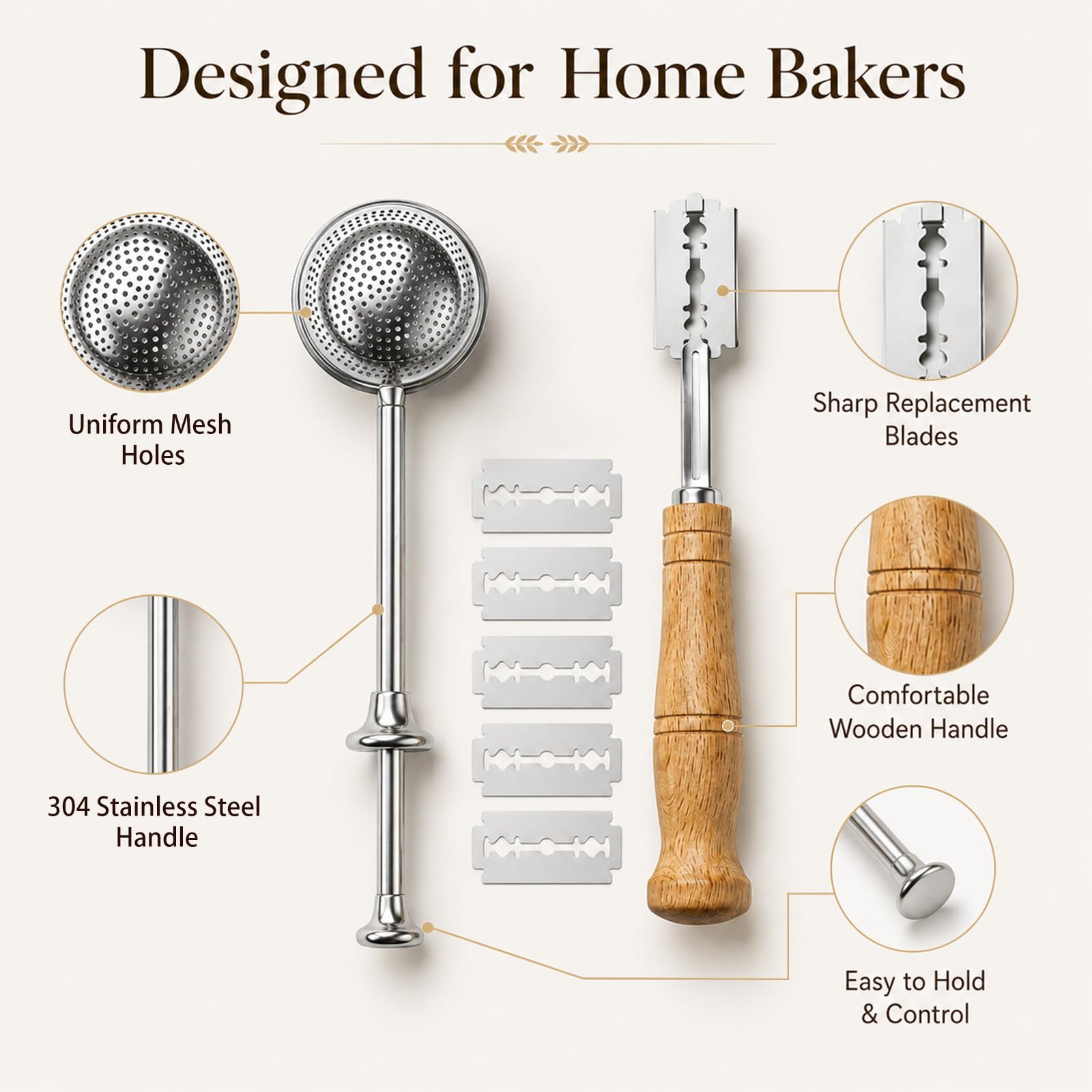 Ergonomic 25 degree offset wooden handle for scoring