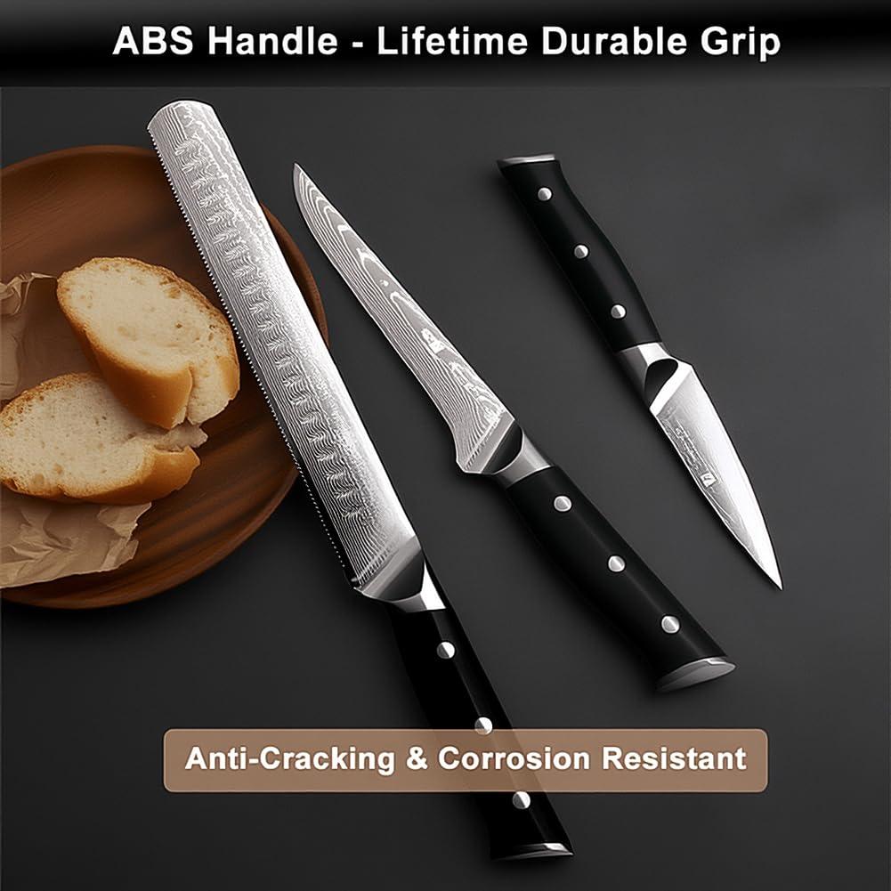 Ergonomic black-handle kitchen knives