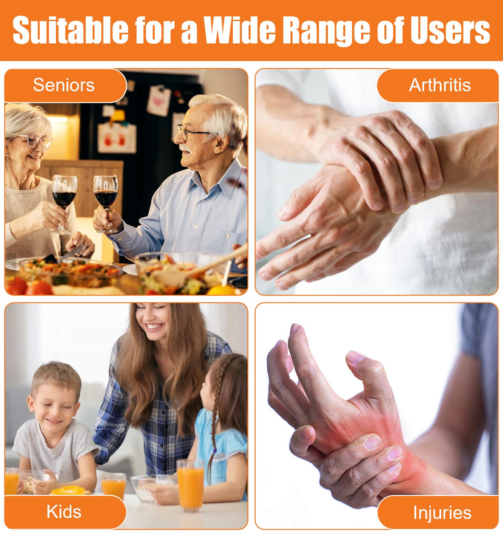 Orange color senior friendly bottle opener for arthritis