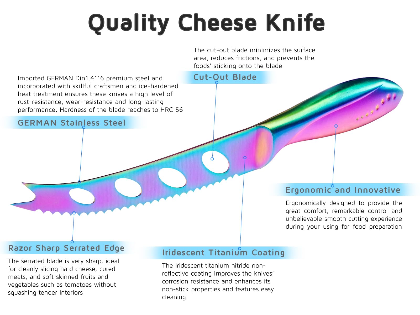 Durable one piece construction cheese knife