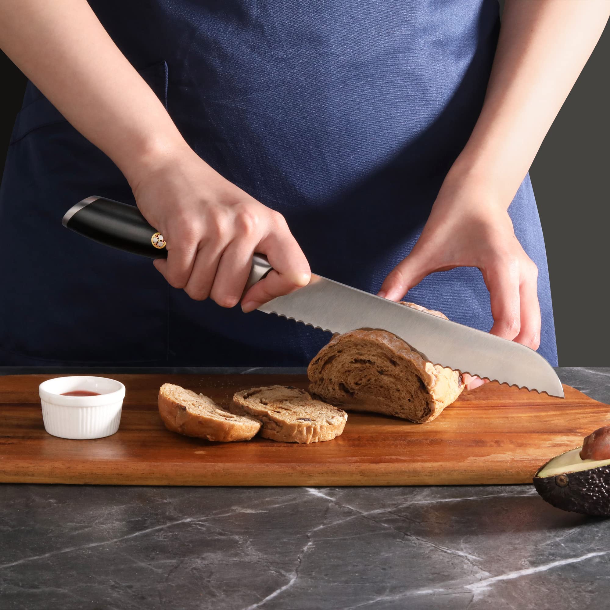ULTRA6 heat treated Cangshan bread knife blade close up