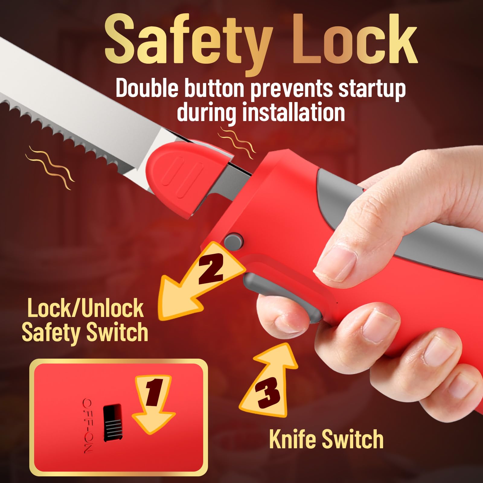Ergonomic handle and safety lock design for secure use