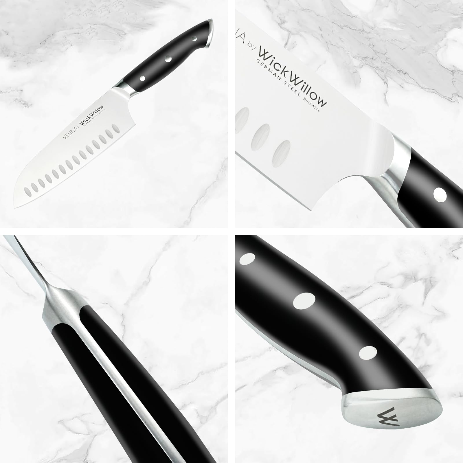 Ergonomic handle view Velina Series Santoku Knife