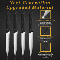 ergonomic PP handle steak knife with rivets