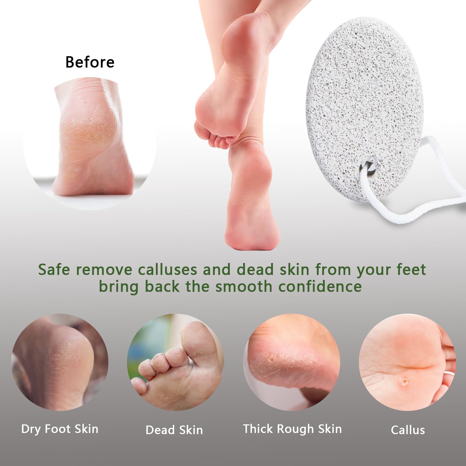 Ergonomic pumice stone for comfortable grip pedicure