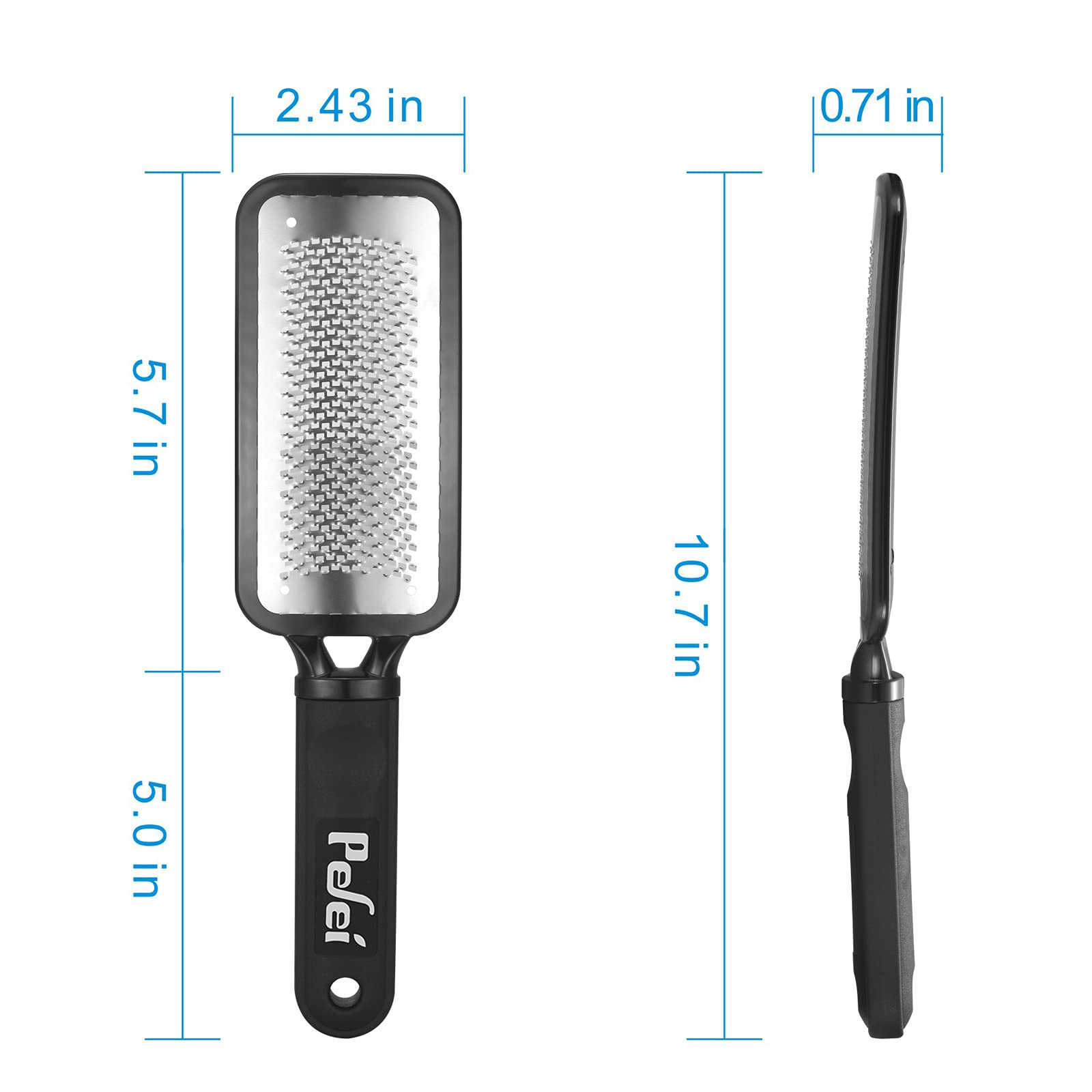 Ergonomic stainless steel foot file designed for durable grip