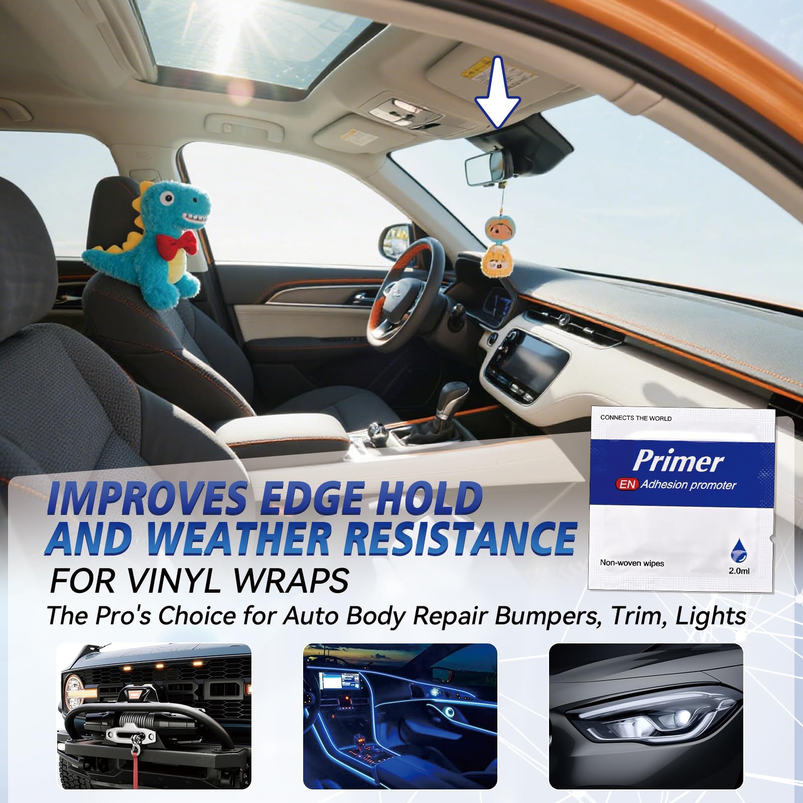 Bumpers trim emblems prep with Erigathe Adhesion Promoter