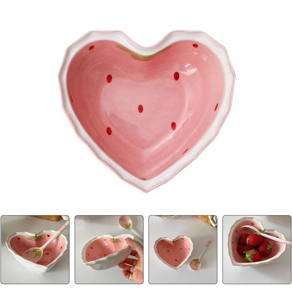 pink heart shaped ceramic bowl strawberry design esowemsn