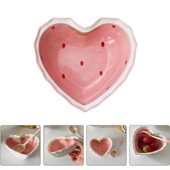 pink heart shaped ceramic bowl strawberry design esowemsn