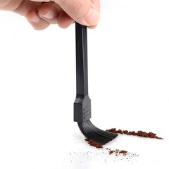 Stiff bristle cleaning brush cleans grinder blades and burrs