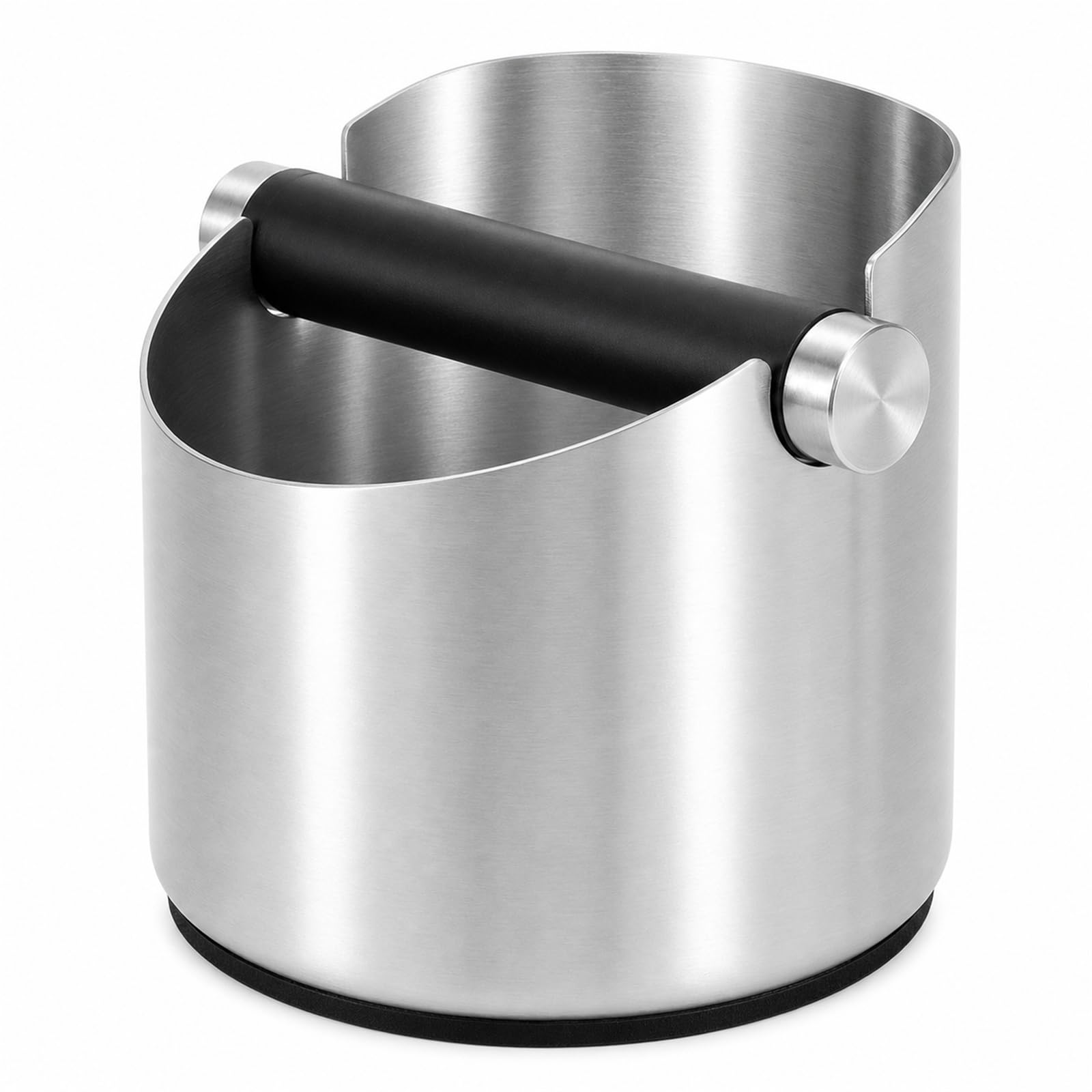 Espresso Knock Box with stainless steel body and non-slip base