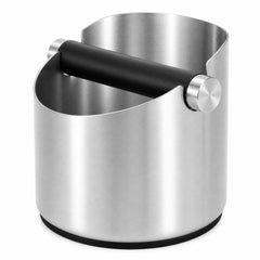 Espresso Knock Box with stainless steel body and non-slip base