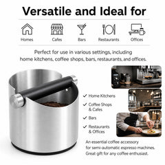 Brushed stainless steel coffee puck knock box