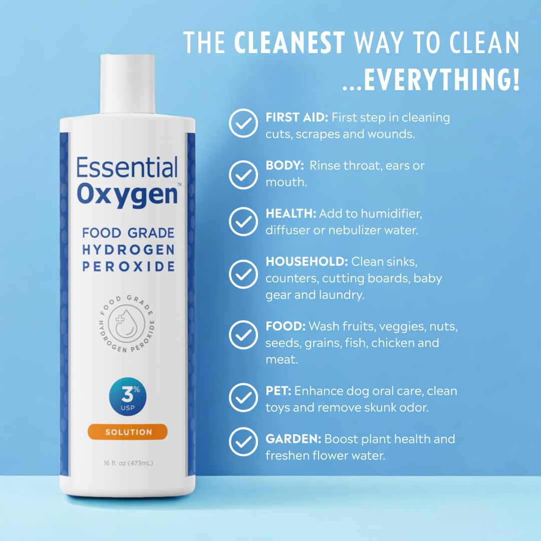 3% USP hydrogen peroxide home cleaner by Essential Oxygen