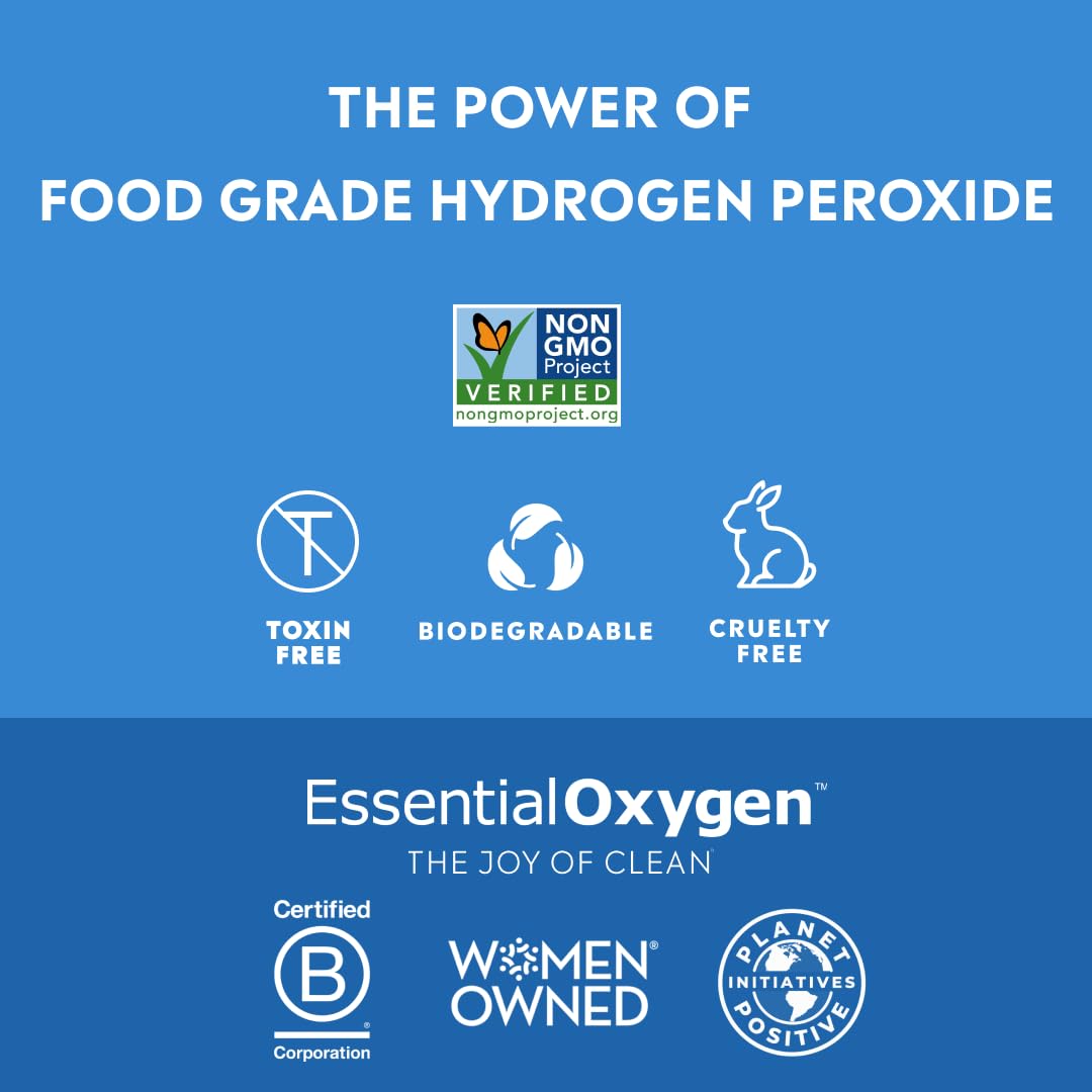 Food grade hydrogen peroxide packaging Essential Oxygen 32 oz