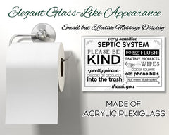 Essentials for Hosts flush only toilet paper sign 4x6 acrylic