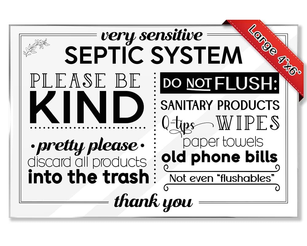 Essentials for Hosts sensitive septic system sign 4x6 acrylic