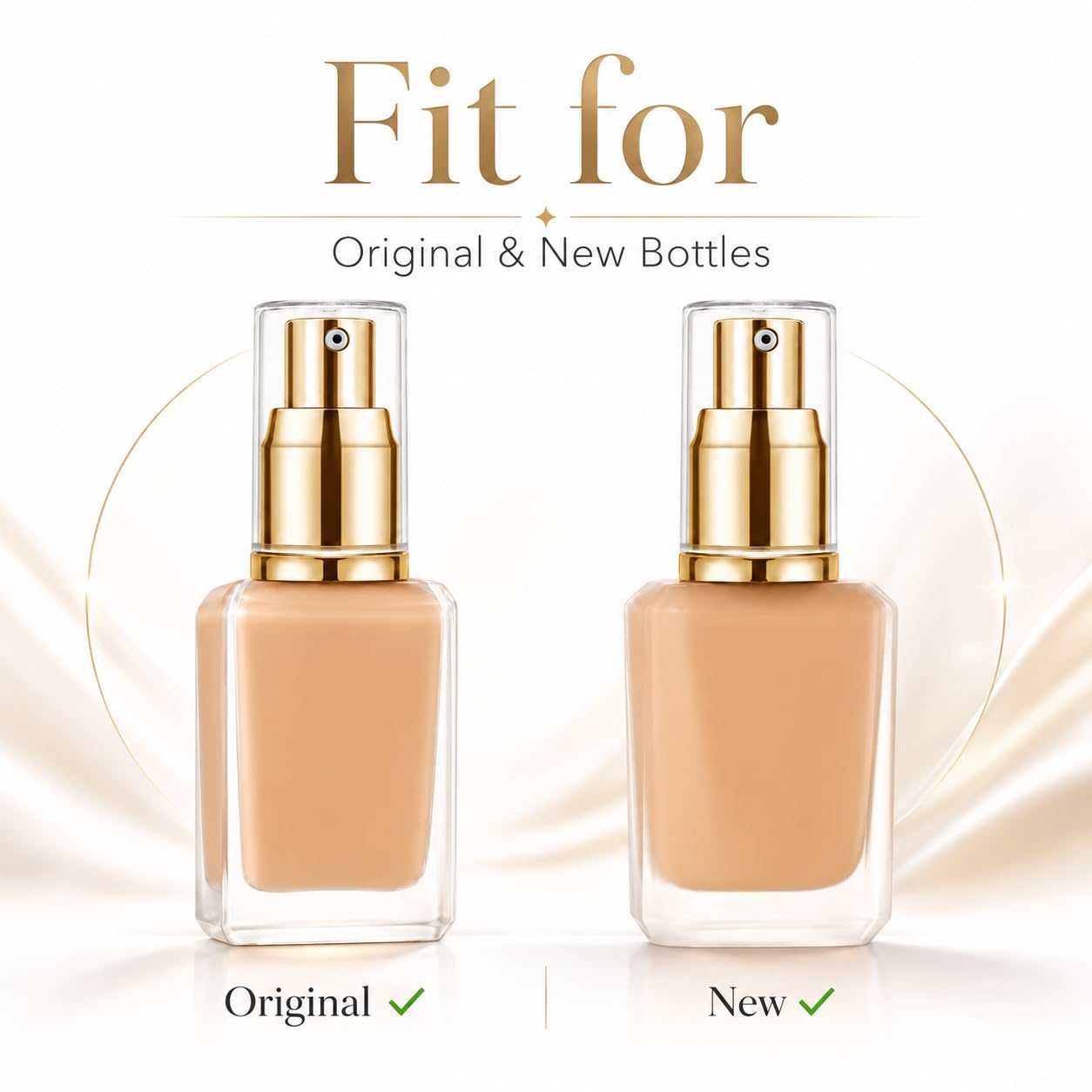 Gold color pump cap matching foundation bottle aesthetics