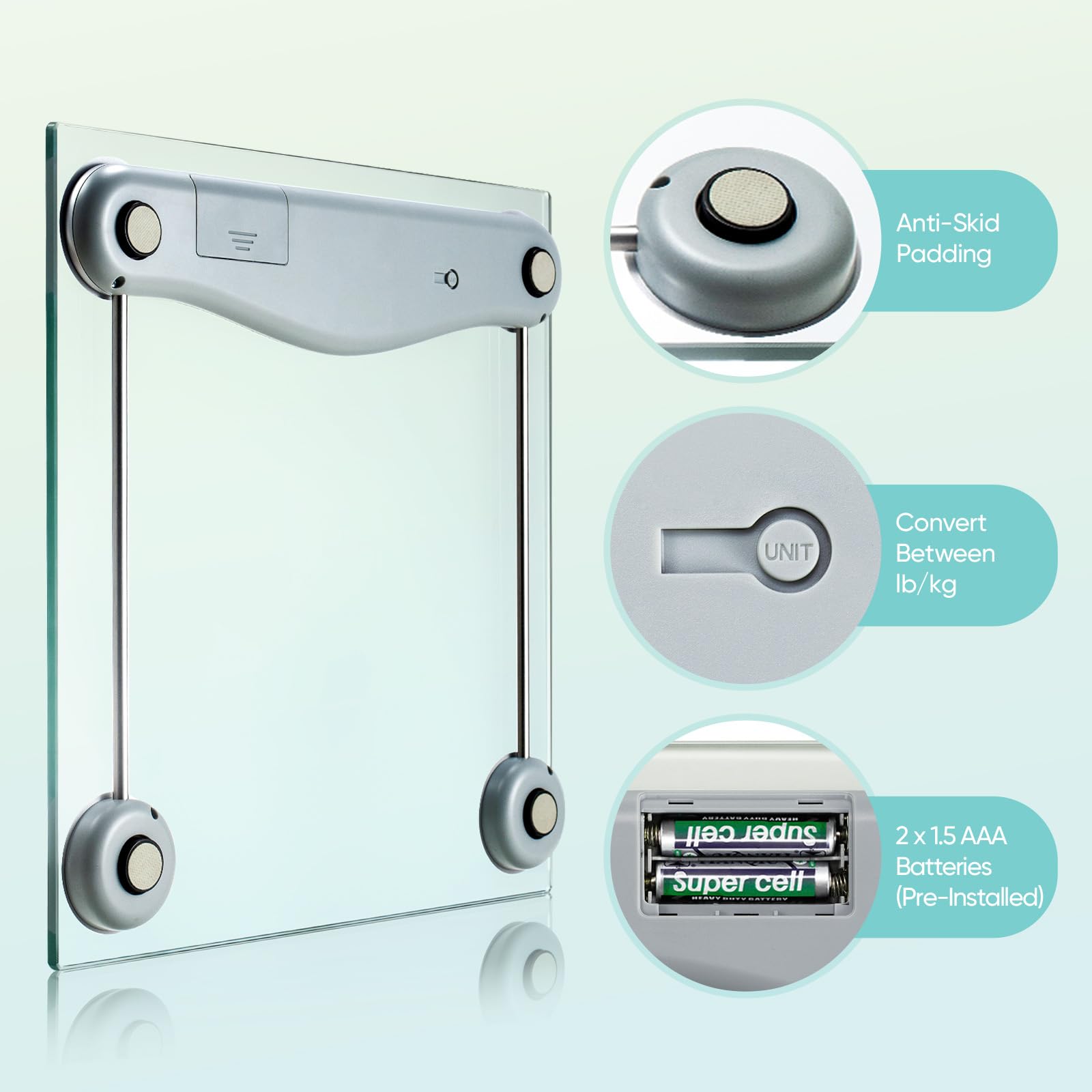 Four high-precision sensors in Etekcity scale