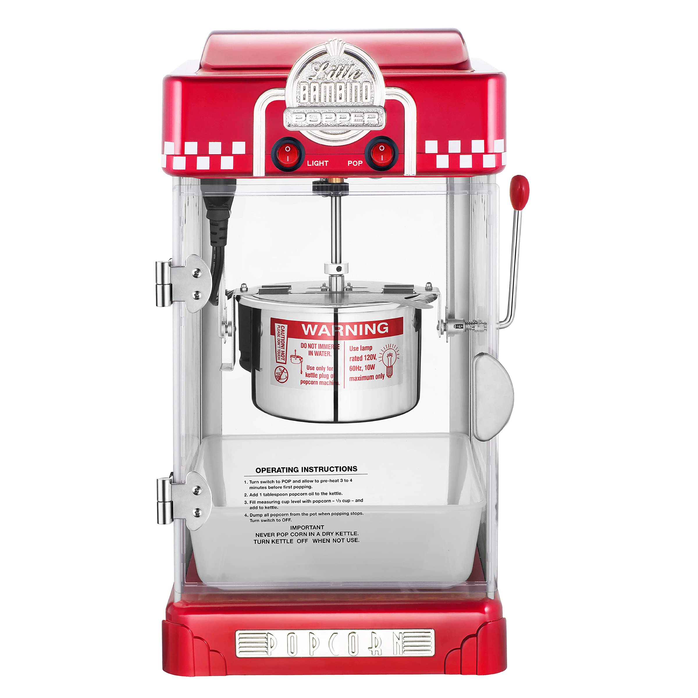 ETL-listed 110V 300W popcorn machine red branding