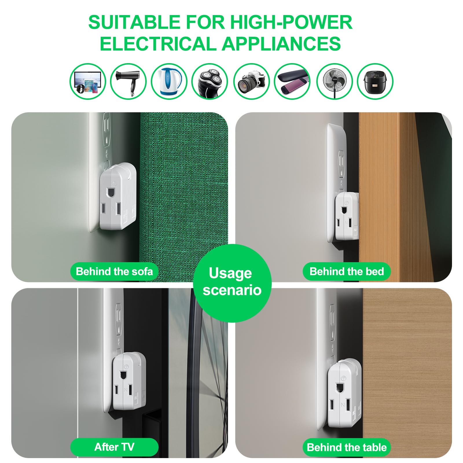 2-pack ETwinCoo outlet adapters for home and travel