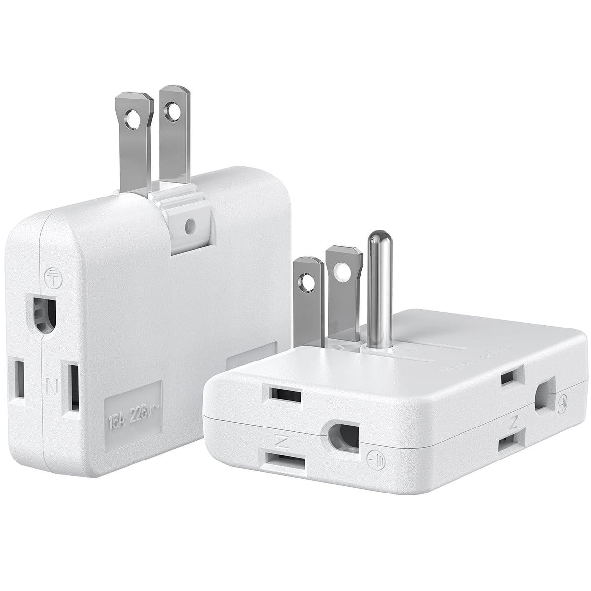 ETwinCoo 2-Prong/3-Prong Swivel Adapter on wall outlet