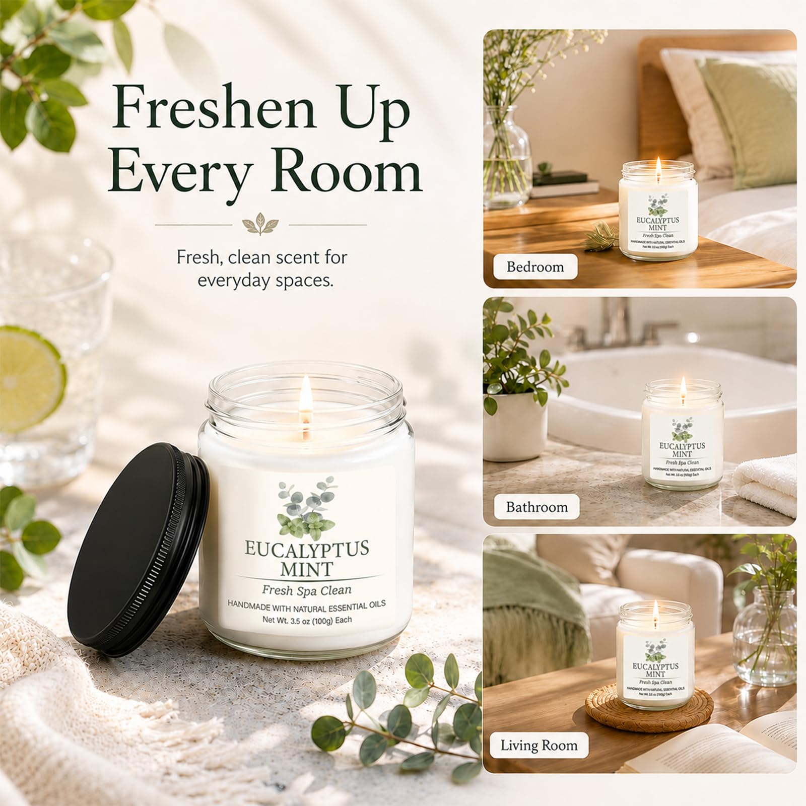 Lemon Sage candle in frosted glass jar