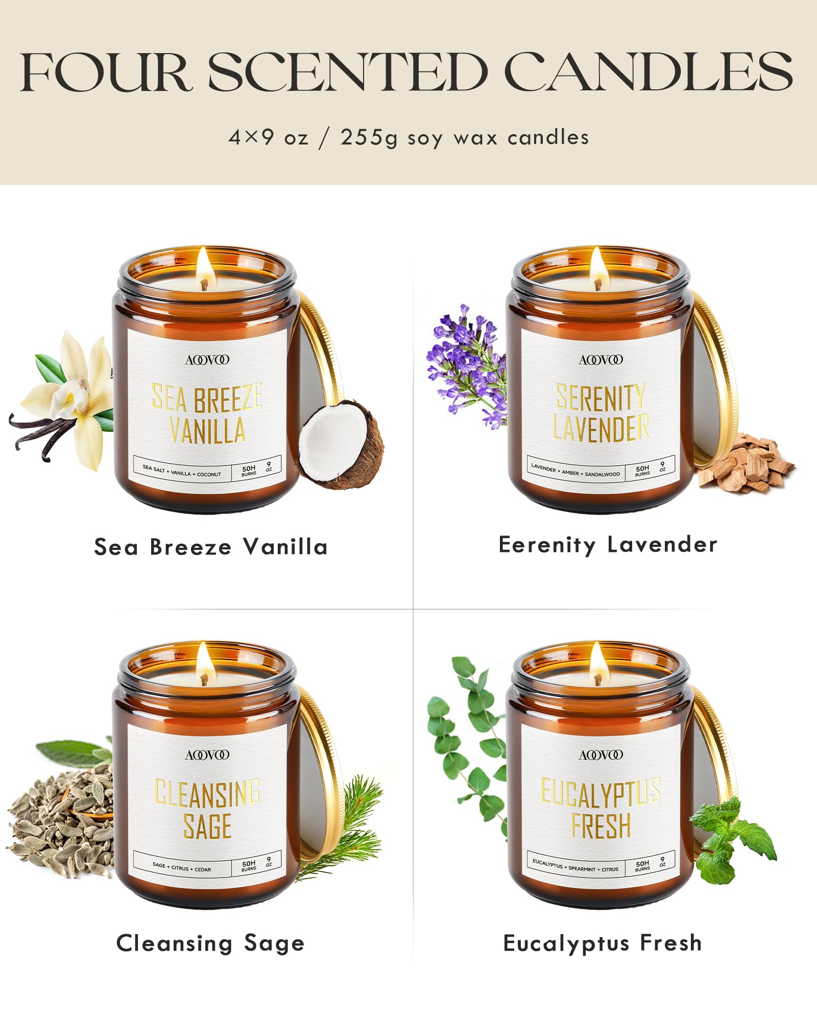 Gift box packaging with elegant glass jars and gold foil labels