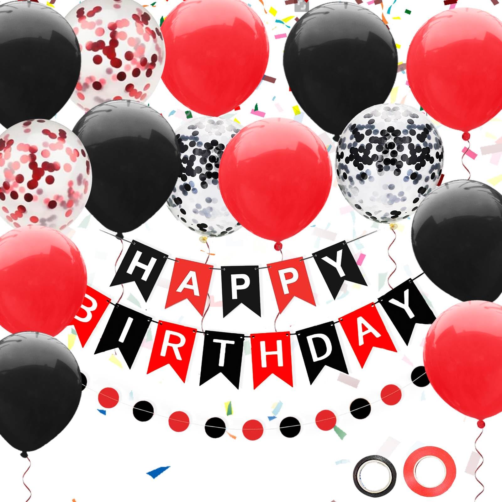 EUFARS red and black birthday decorations banner