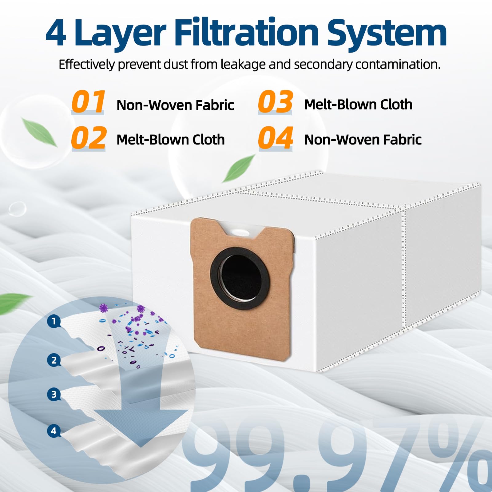 Pack of 18 disposable dust bags for eufy robot vacuum