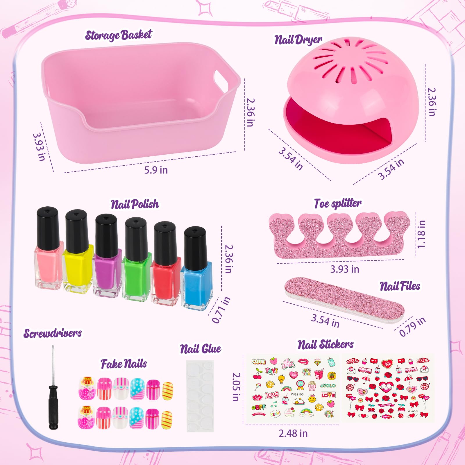 All-in-one kids nail polish kit for playdates